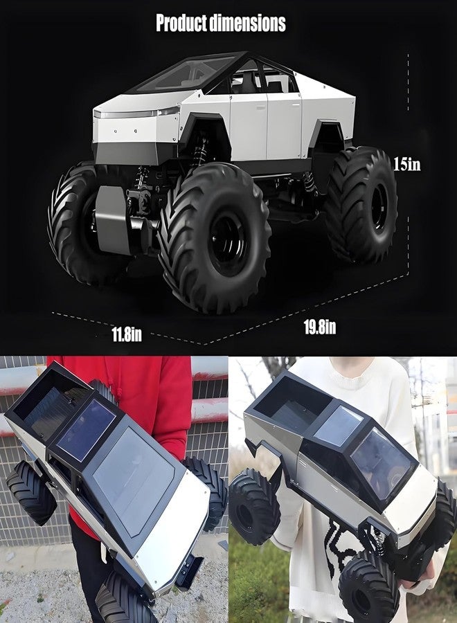 JOYJAY Cybertruck RC Cars Alloy Truck 1:8 Metal Big Remote Control Car 2.4 GHz 36KPH -4WD All Terrain RTR Trucks Aluminum Shock Climbing 45° Angles Sound & Light - Image 3